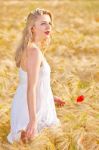 Portrait Of Beautiful Girl In Field Stock Photo