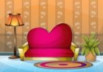 Cartoon  Illustration Interior Valentine Room With Separated Layers Stock Photo