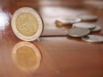 Stand Thai Coins On Wood Table Stock Photo