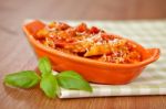 Spicy Chicken Penne Pasta Stock Photo