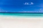 Beautiful Blue Sky Intersection Line White Sand Crystal Clear Sea Beach At Tachai Island, Andaman, Thailand Stock Photo