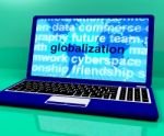 Globalization Word On Laptop Showing International Business Stock Photo