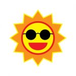 Sun Smile With Sunglasses On White Background Stock Photo