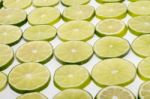 Round Slices Of Lime Fruit Stock Photo