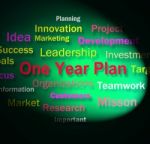 One Year Plan Words Means Goals For Next Year Stock Photo