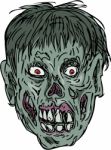 Zombie Skull Head Drawing Stock Photo