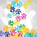 Handprints Color Indicates Drawing Artwork And Colors Stock Photo