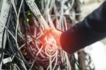 Lan Cable In Network Room Stock Photo