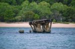 Sunk Shipwrecks At Tangalooma Island In Moreton Bay Stock Photo