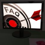 Faq Aim On Monitor Showing Customer Service Stock Photo