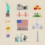 America Icons Set Stock Photo