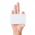 Hand Holding Blank Card Isolated With Clipping Path Inside Stock Photo