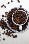 Cup Full Of Coffee Beans Stock Photo