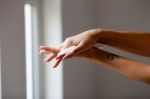 Clean Hands With Wet Wipes Stock Photo