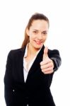 Businesswoman With Thumb Up Stock Photo