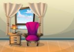 Cartoon  Illustration Interior Living Room Stock Photo