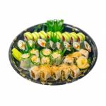 Take Away Sushi Express On Plastic Tray Stock Photo