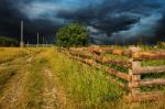 Rural Landscape With A Stormy Sky Stock Photo