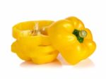 Yellow Paprika Isolated On The White Background Stock Photo