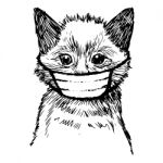 Illustration Of Cat With Mask Hand Drawn Stock Photo