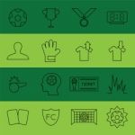 Soccer Flat Thin Line Icon  Illustration. Editable Stroke Stock Photo