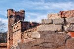 Ruined Wall Of An Old Fortress Stock Photo