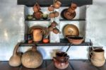 Pots On Display In The Oldest Building In Los Angeles Stock Photo