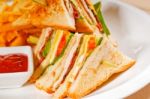 Triple Decker Club Sandwich Stock Photo