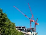 London, Uk - June 14 : Red Cranes In London On June 14, 2013 Stock Photo