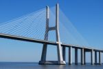 Vasco Da Gama Bridge Over River Tagus In Lisbon Stock Photo