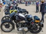 Vintage Motorcycles On Display In Southwold Stock Photo