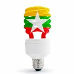 Flag Of Myanma On Bulb Stock Photo