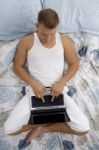 Man Working On Laptop Stock Photo