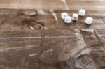 Gambling Dice On Wooden Background Stock Photo