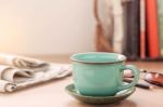 Cup Of Coffee On The Desk Stock Photo