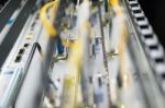 Fiber Optic With Servers In A Technology Data Center Stock Photo