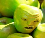 Scary Green Apple Stock Photo