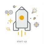 Thin Line Icons, Start Up Stock Photo