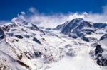 Ski Path At Matterho Stock Photo