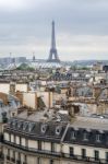 Roofs Of Paris And Eiffel Tower Stock Photo