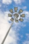 Light Pole On Blue Sky Background Stock Photo