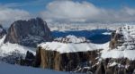 View From Sass Pordoi In The Upper Part Of Val Di Fassa Stock Photo