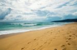 Beautiful Sea And Beach Yellow Sand With Blue Sky Stock Photo