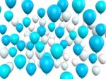 Floating Light Blue And White Balloons Show Argentinean Celebrat Stock Photo