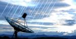 Satellite Dish Antennas On Sky Stock Photo