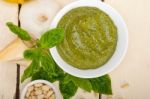 Italian Basil Pesto Sauce Ingredients Stock Photo