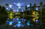 Singapore Garden By The Bay On Twilight Sky Stock Photo