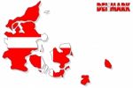 Denmark Map Flag Stock Photo