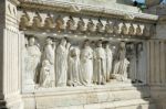 Sculpture At Base St Stephens Statue Budapest Stock Photo