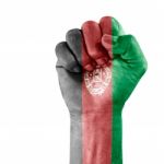 Flag Of Afghanistan On Hand Stock Photo